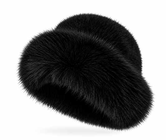 Faux Fur Mongolian Style Hat in Black