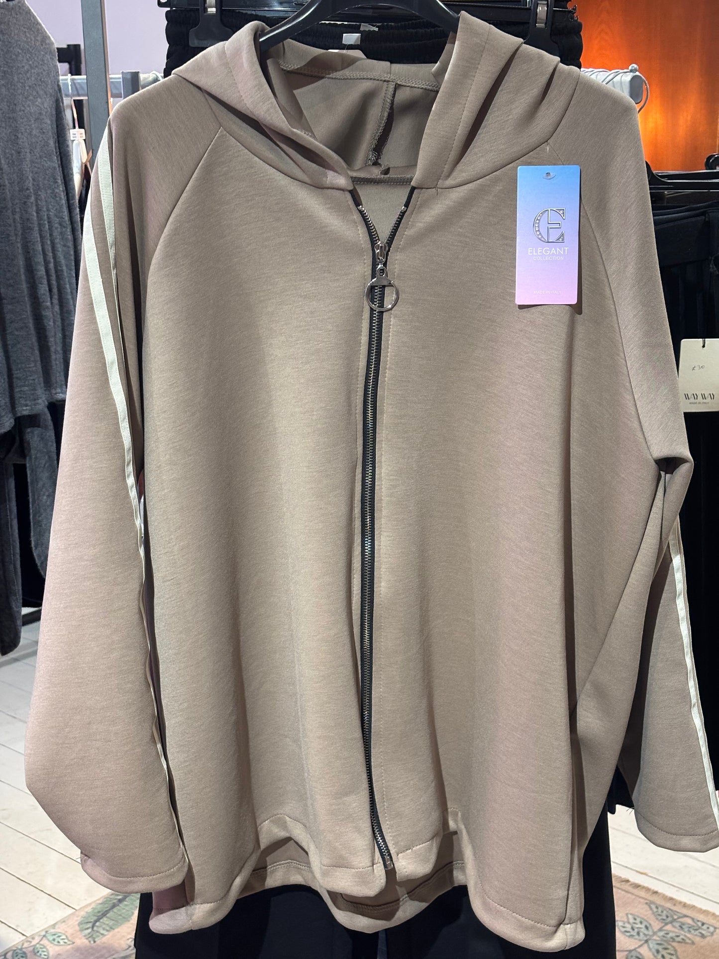 Zip Hoodie with Stripes