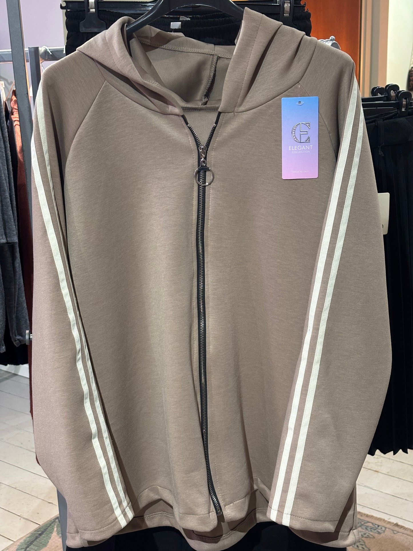 Zip Hoodie with Stripes