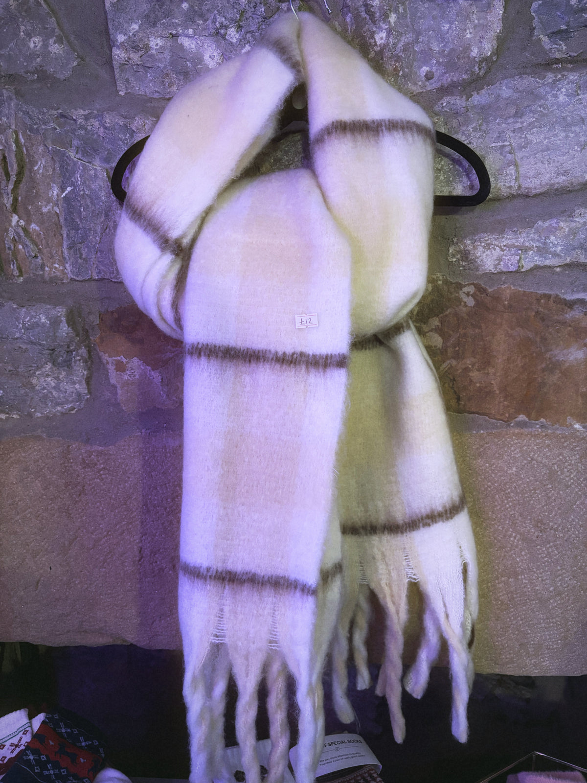 Chunky Soft Scarf in Check Apricot