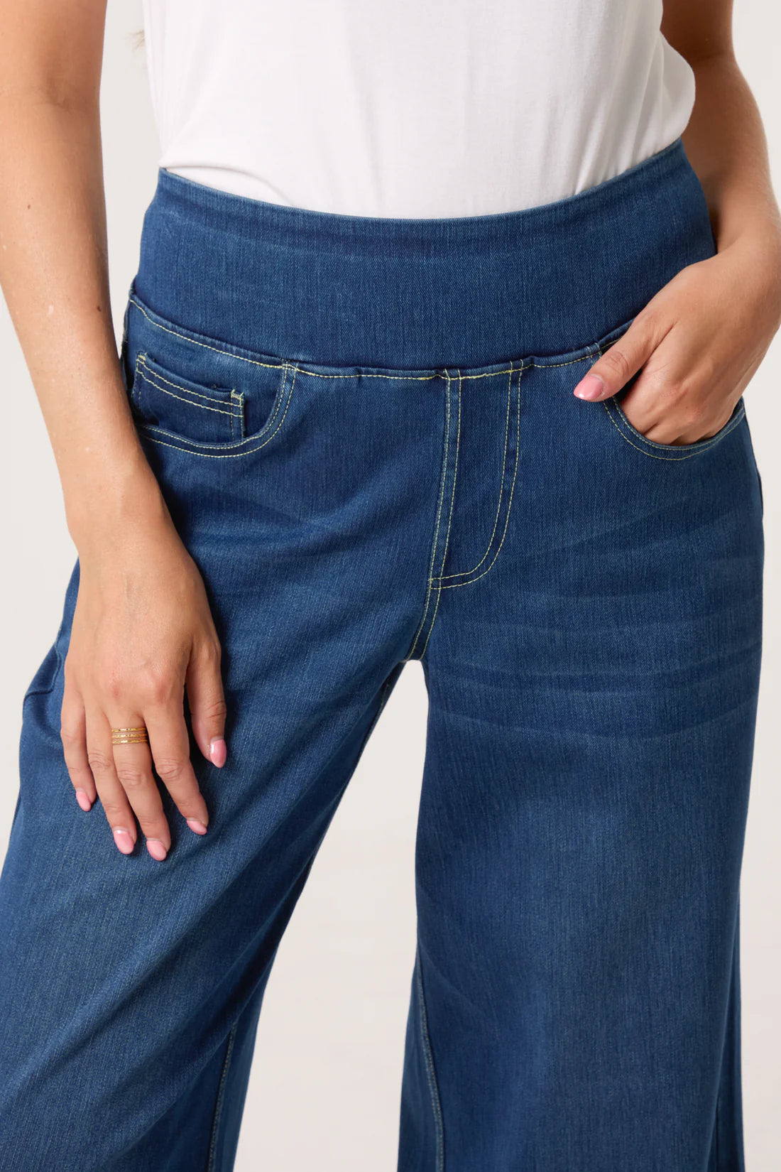 Wide Waistband and Wide Leg Jeans