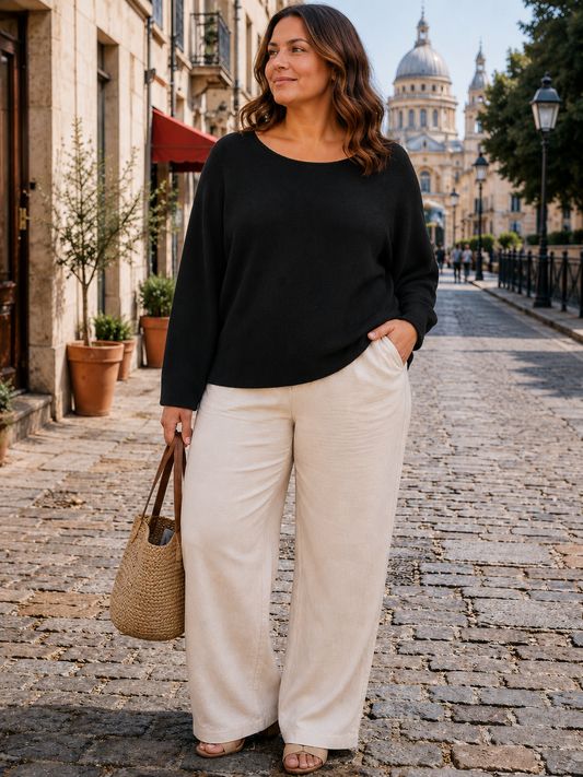Plus Size Soft Knit Made in Italy Jumper in Black