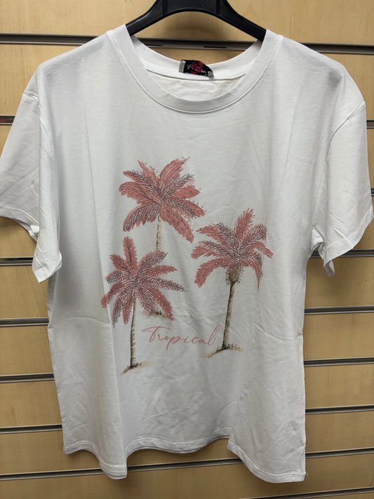 Palm Tree T-Shirt in light pink