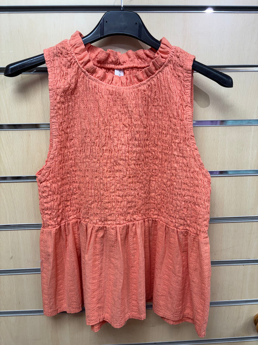 Stretch Ruffle Top in Coral