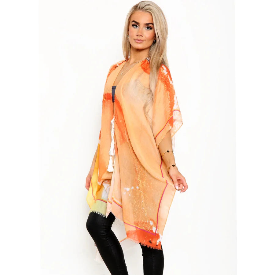 Sheer Kimono in Orange