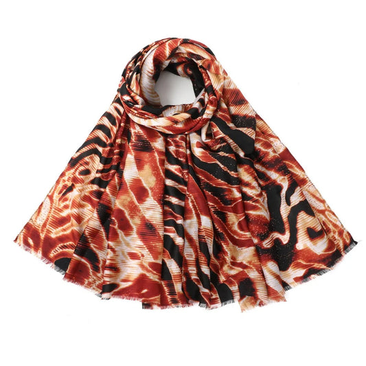 Orange Waves Mixed Cotton Scarf