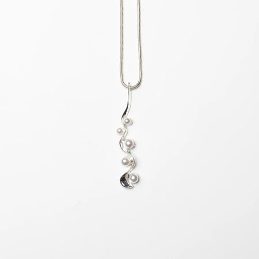 Pearls In A Wave Shape Pendant Long Necklace