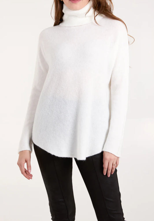 Roll neck soft touch jumper in Cream