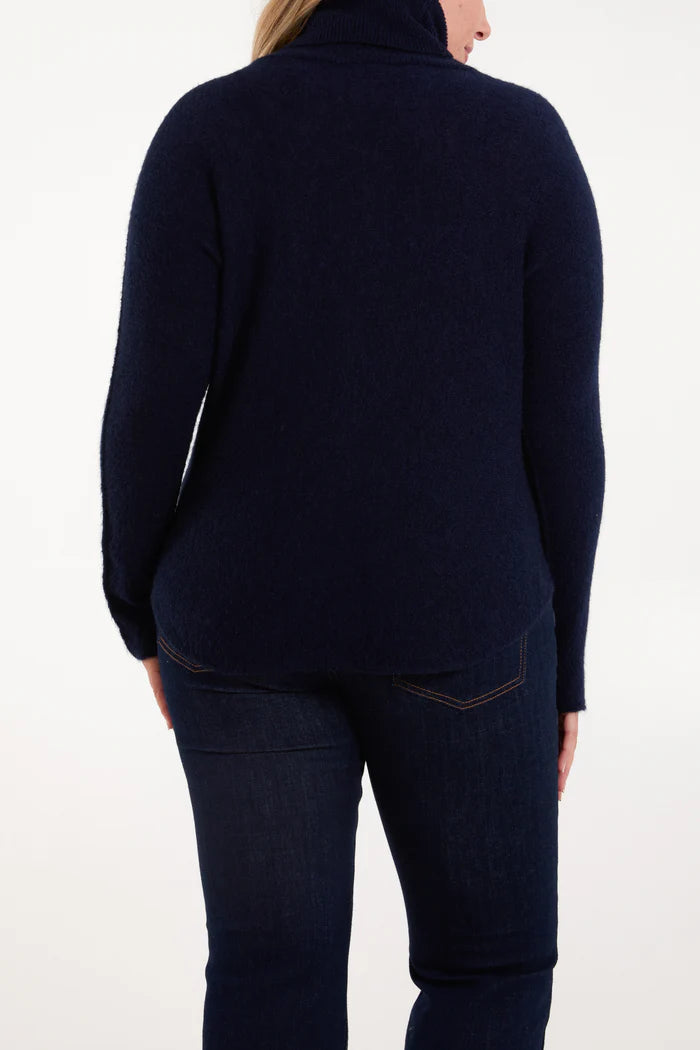 Roll neck soft touch jumper in Navy