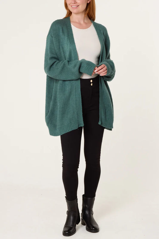 Ribbed Edge Open Knit Cardigan