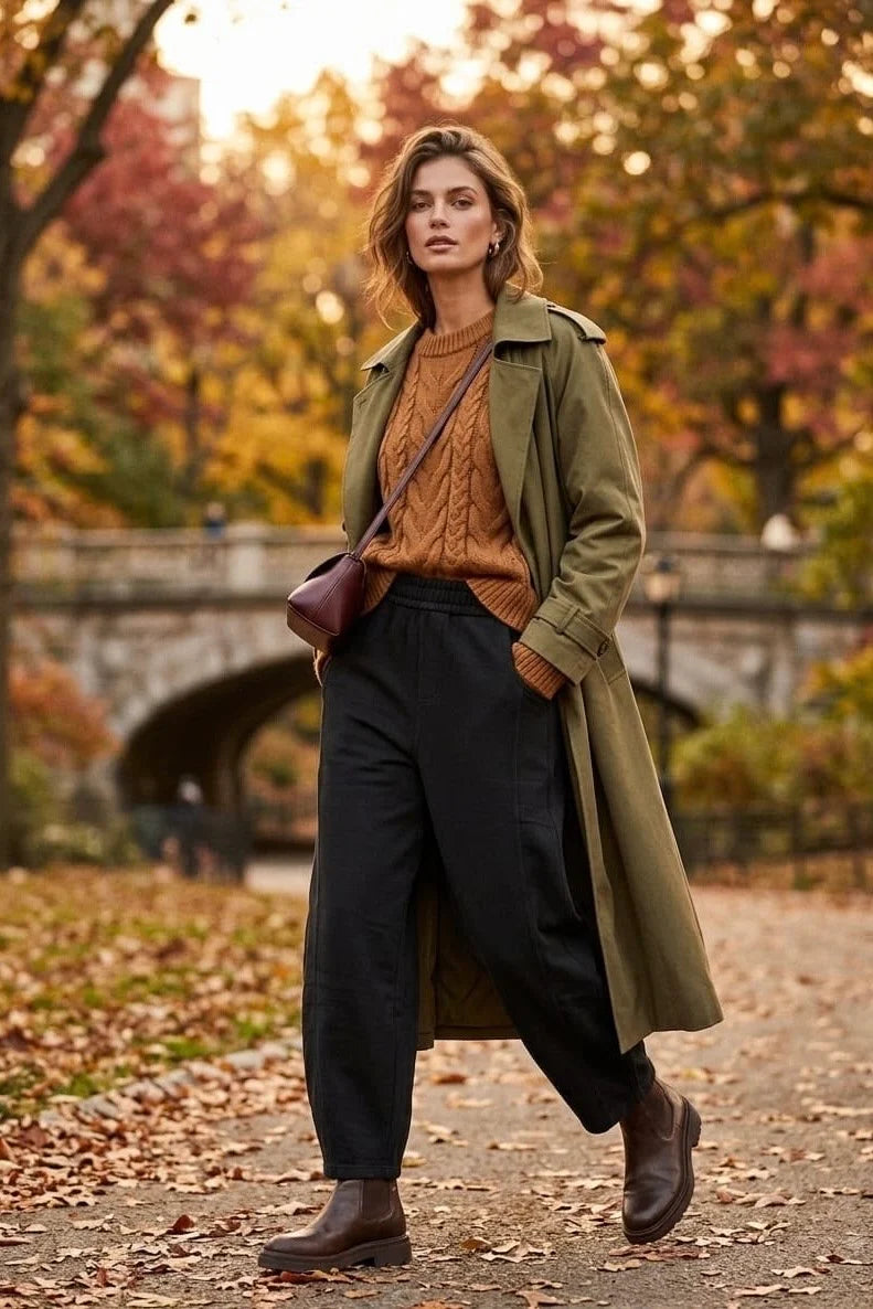 Denim Barrel Trousers in Black