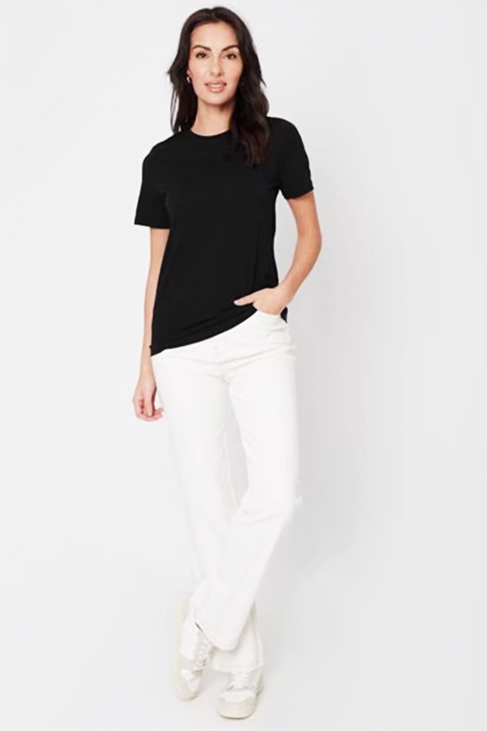 Cotton Crew Neck T-Shirt in Black