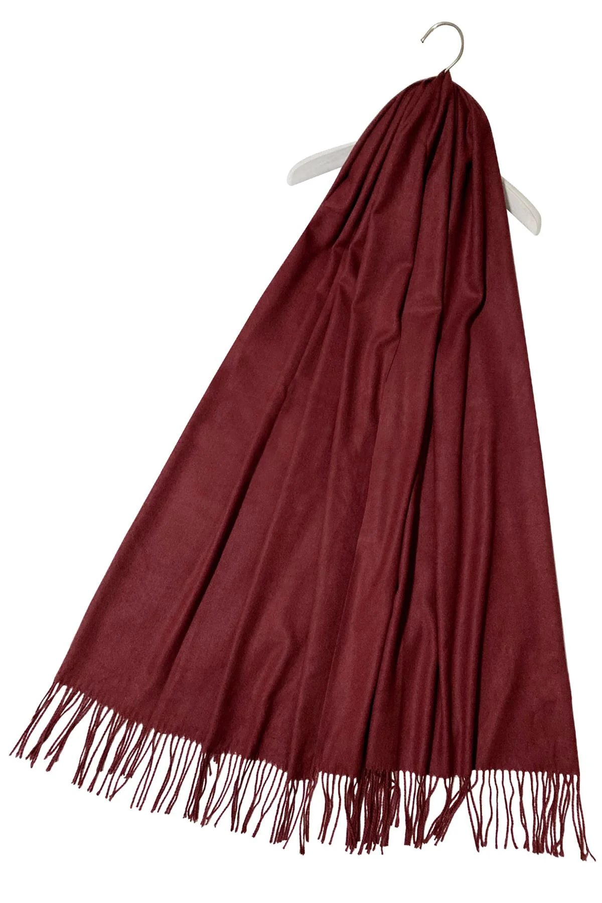 Soft Plain Cashmere Scarf in Burgundy