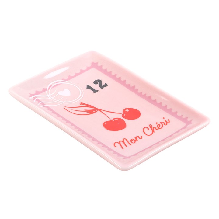 Cherry Postage Stamp Valentine's Day Trinket Dish