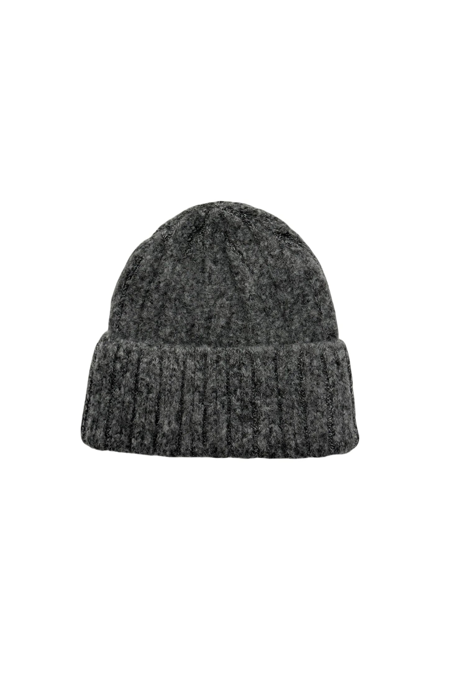 Cosy Plain Knitted Beanie Hat in Charcoal