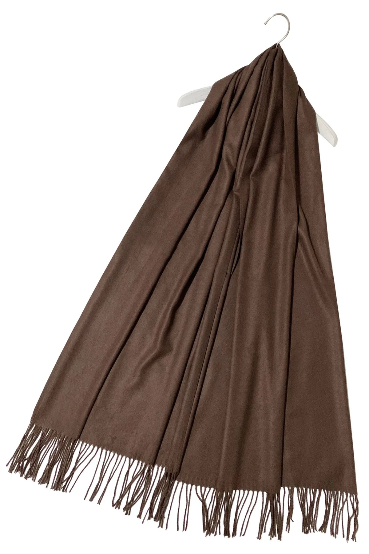 Soft Plain Cashmere Scarf in Chocolate