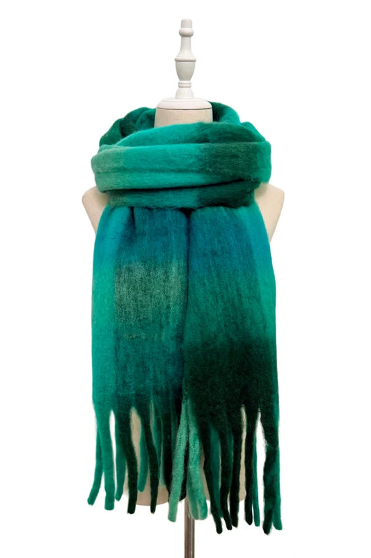 Forest Check Chunky Tassel Scarf