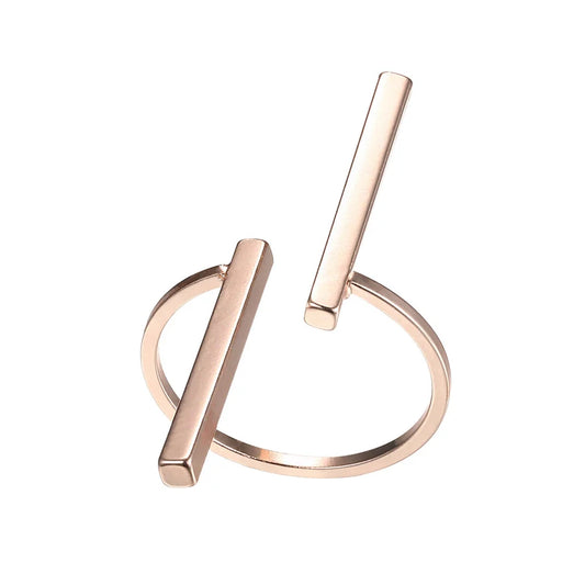 Geometric Slant T Bar Ring - Rose Gold