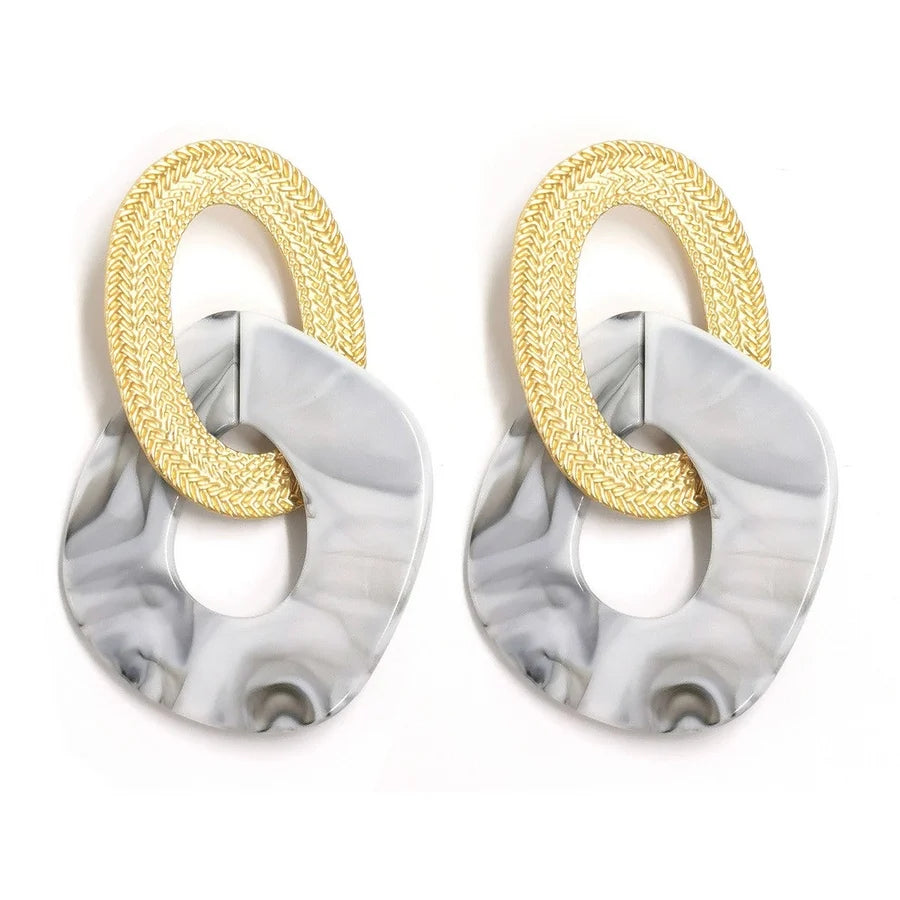 Chunky Link Fashion Earrings - White