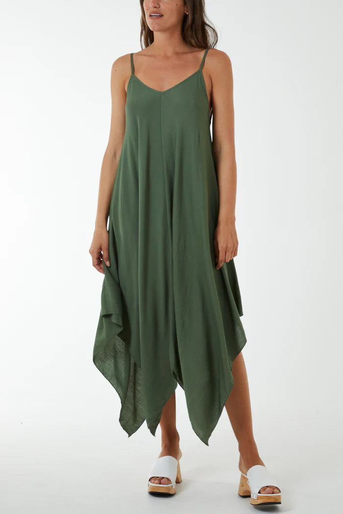 Khaki Hanky Hem Cami Dress