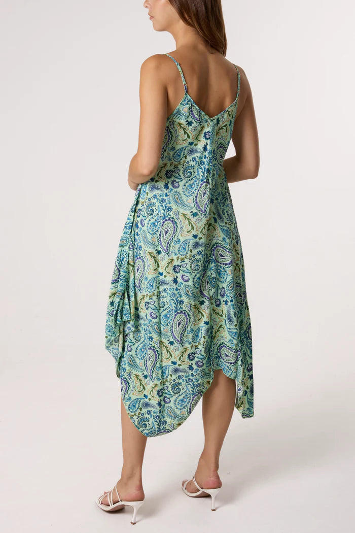 Paisley Hanky Hem Dress in Mint