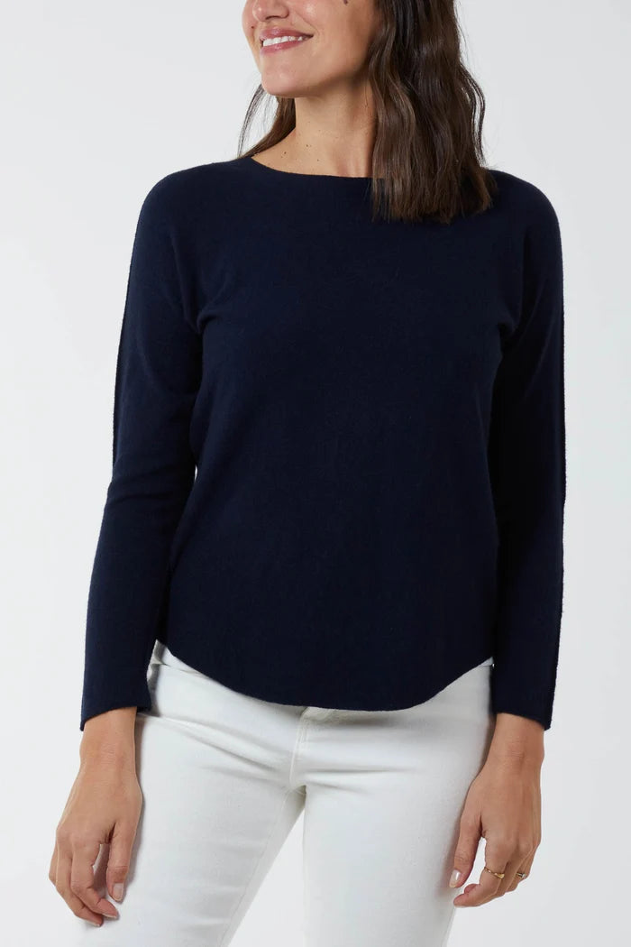 Round Neck Jumper in Navy