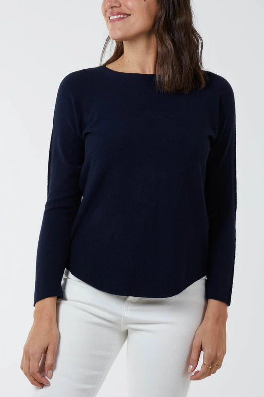 Round Neck Jumper in Navy