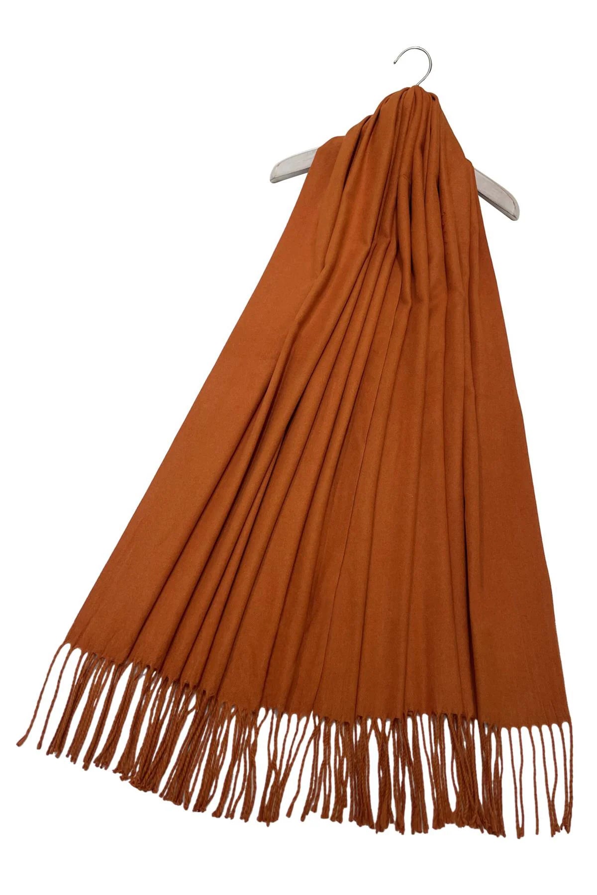 Soft Plain Cashmere Scarf in Rust