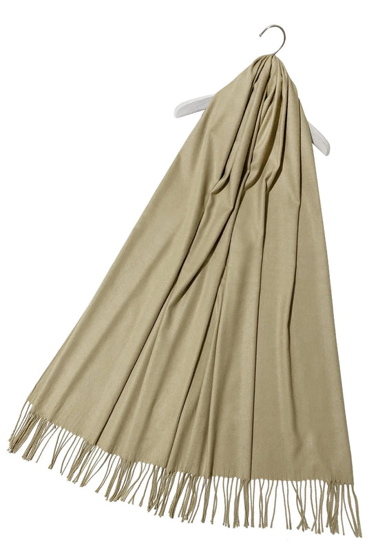 Soft Plain Cashmere Scarf in Sand