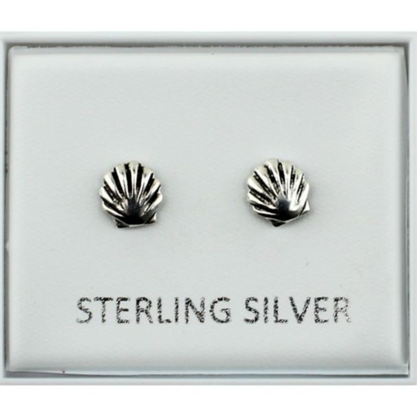 Sterling Silver Scallop Shell Ear Studs 5mm