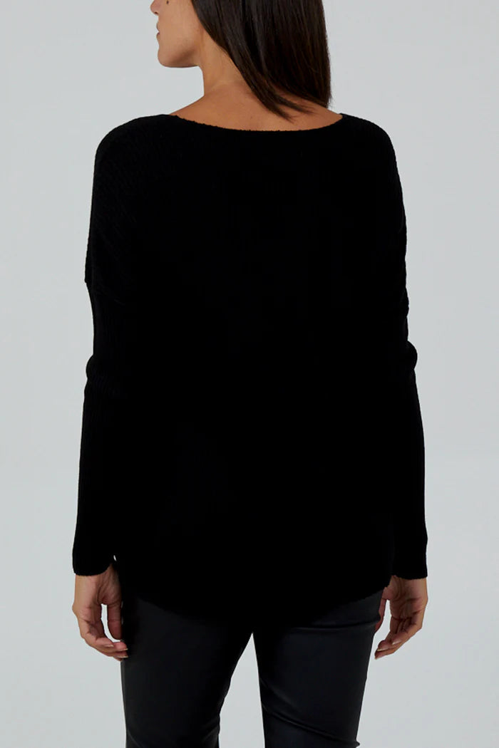 Wool Blend V Neck Ribbed Fitted Jumper